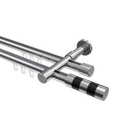 INNENLAUF-GARDINENSTANGEN-SET Prestige Mavell 140 cm, 2-läufig, 20 mm Ø Chrom - Chromfarben/Schwarz, Metall (140cm) - INTERDECO