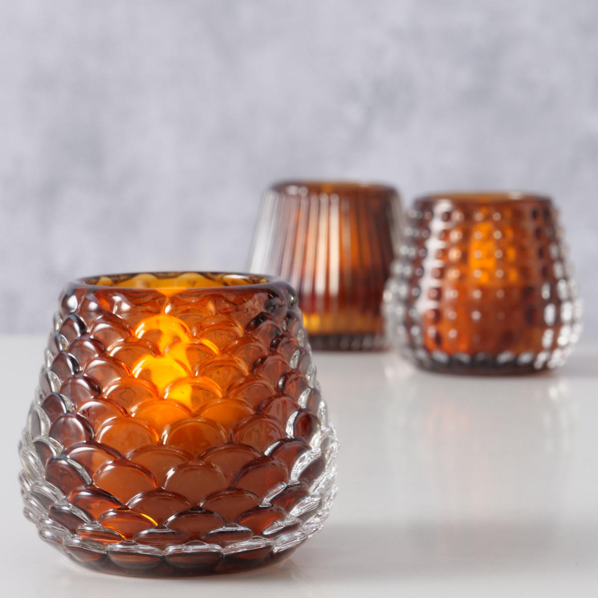 TEELICHTHALTER Glas Zato Ø 7,5 cm - Braun, Glas (7.5/6.5/7.5cm) - Boltze Home
