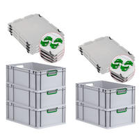 EUROBOX 5x Nextgen Color Mit Auflagedeckel 22x40x60cm Griffe Grün Offen - Grün, Kunststoff (40/22/60cm) - PROREGAL
