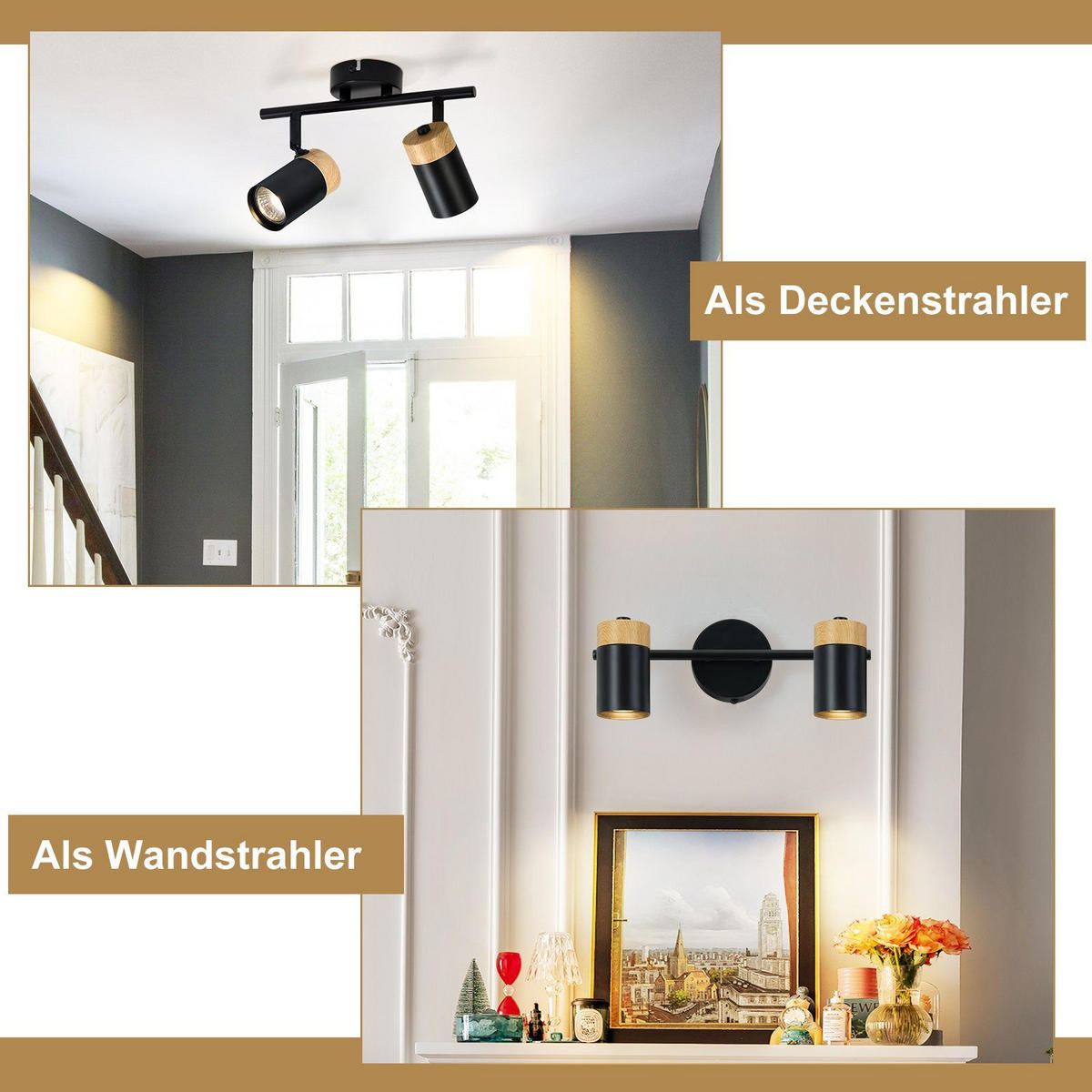 DECKENLEUCHTE Doris 2-flammig 30/10/19 cm - Schwarz, Metall (30/10/19cm) - Nettlife