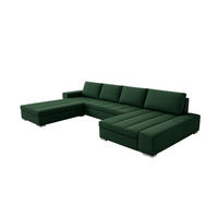 WOHNLANDSCHAFT VERONA U-Form mit Schlaffunktion, Bettkasten und Wellenfederung – Großzügiges Ecksofa 387 cm - Grün, Kunststoff (387/85/213cm) - Wohnideebilder