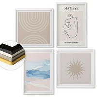 WANDBILDER 4er-Set - 50x50 cm & 40x60 cm Weißer Rahmen - Linien, Wellen, Pastellfarben, minimalistisch - Weiß, Kunststoff (50/50cm) - ArtPrintCave