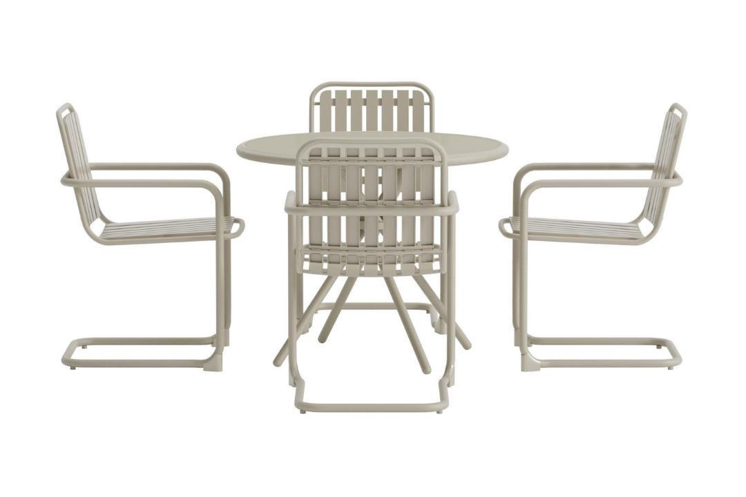 GARTENSET, Chios, Tisch Beige, Glas, 90 x 90 x 71 cm, 5-teilig - Beige, Glas - ebuy24