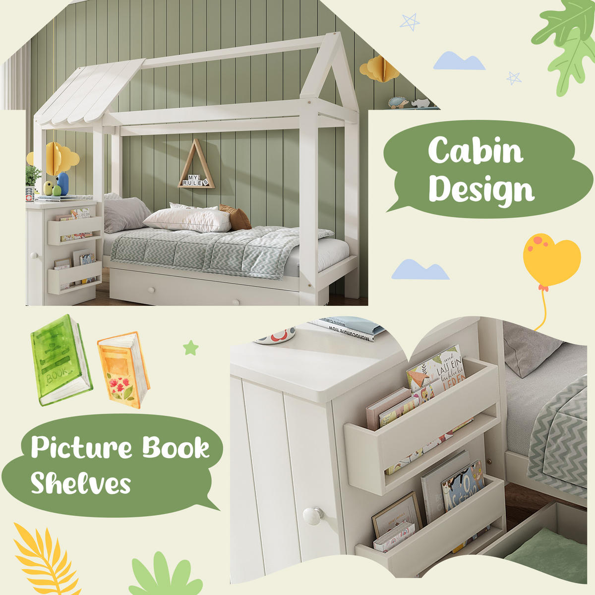 HAUSBETT Massivholz 90/200 cm Weiß - Weiß, Holz - Raumix