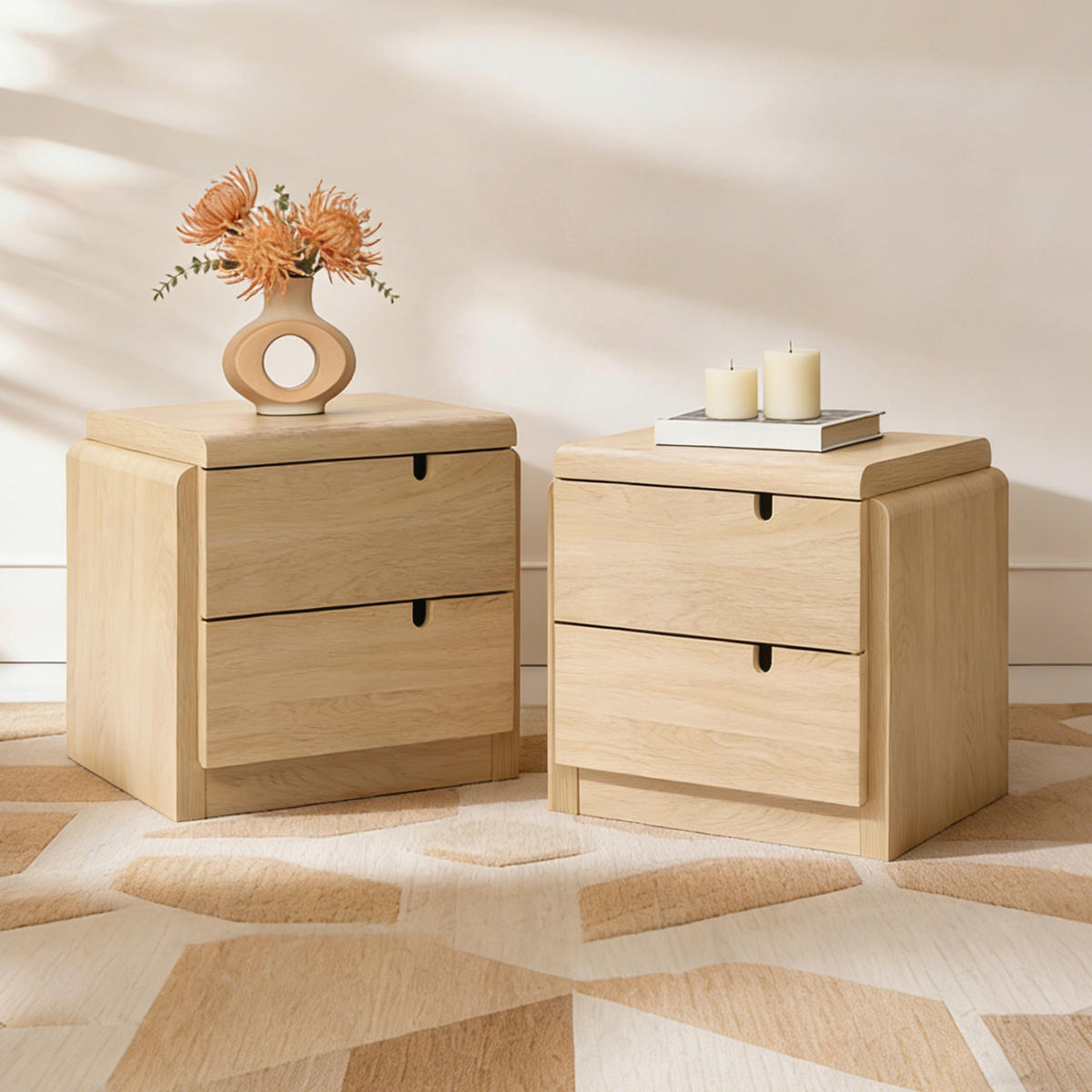 NACHTTISCH Modern mit 2 Schubladen, Eichenfarben, MDF | B55 x T40 x H53 cm - Eichefarben, Holz (55/53/40cm) - Hometopia