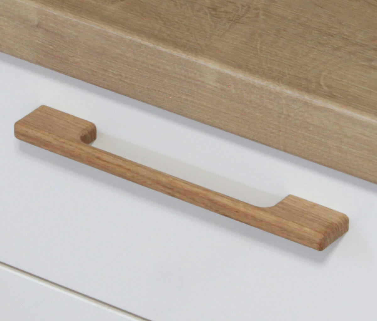 MÖBELGRIFF BA 128mm, Schrankgriff Eiche massiv, Holzgriff Küche - Naturfarben, Holz (1.1/2.8/15.4cm)