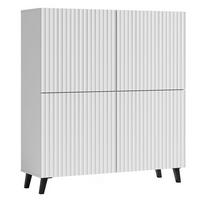 HIGHBOARD Phuket Weiß Gerillt 120 / 39 / 128 cm - Schwarz/Weiß, Holz/Holzwerkstoff (120/128/39cm) - Feldmann-Wohnen