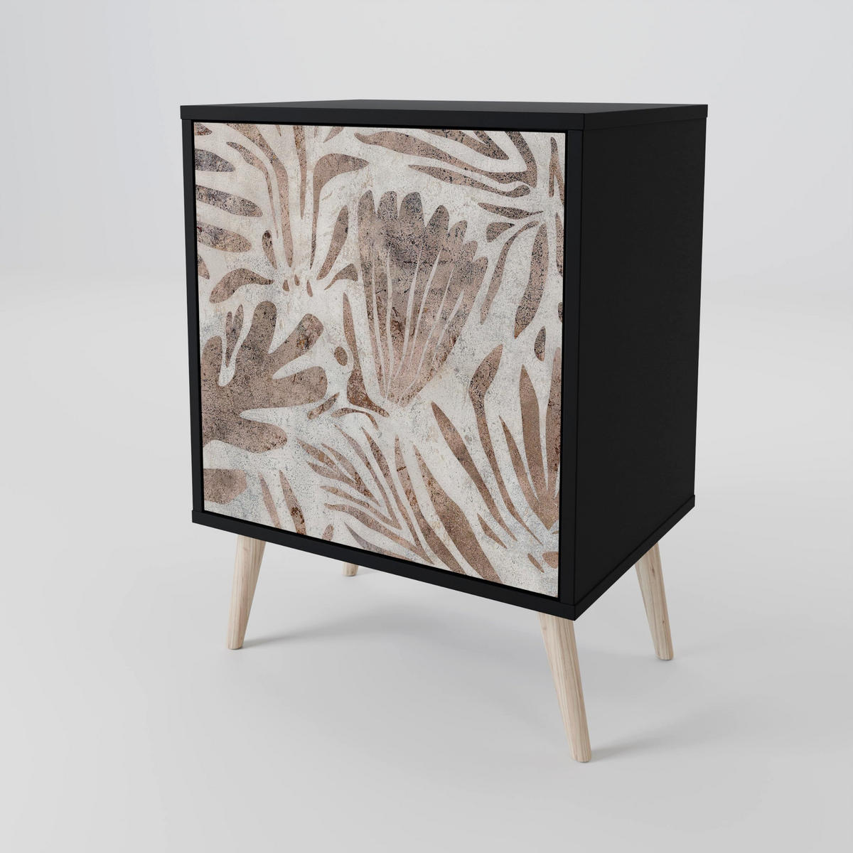 SIDEBOARD PASSING TIME, Schwarz, 57,5x42x75,5 cm, Goldfarbene Metallfüße - Goldfarben/Multicolor, Holzwerkstoff/Metall (57.5/75.5/42cm) - SpaceRebels