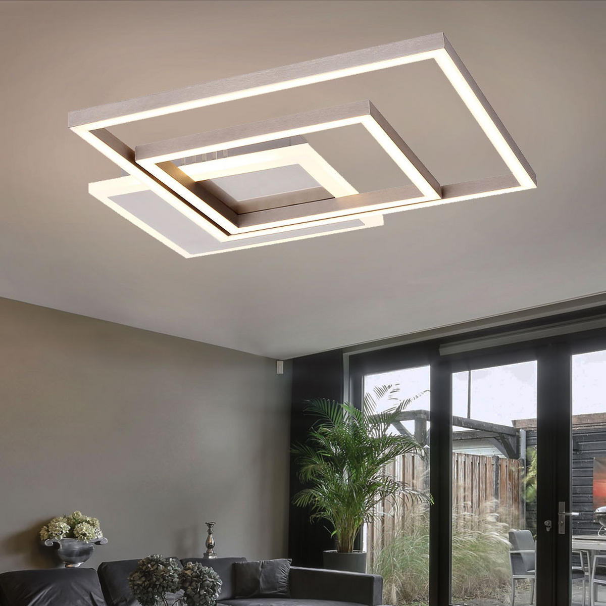 LED DECKENLEUCHTE MUNNI Silber Nickel-matt - Silberfarben, Metall (37/37/5.5cm) - Globo Lighting