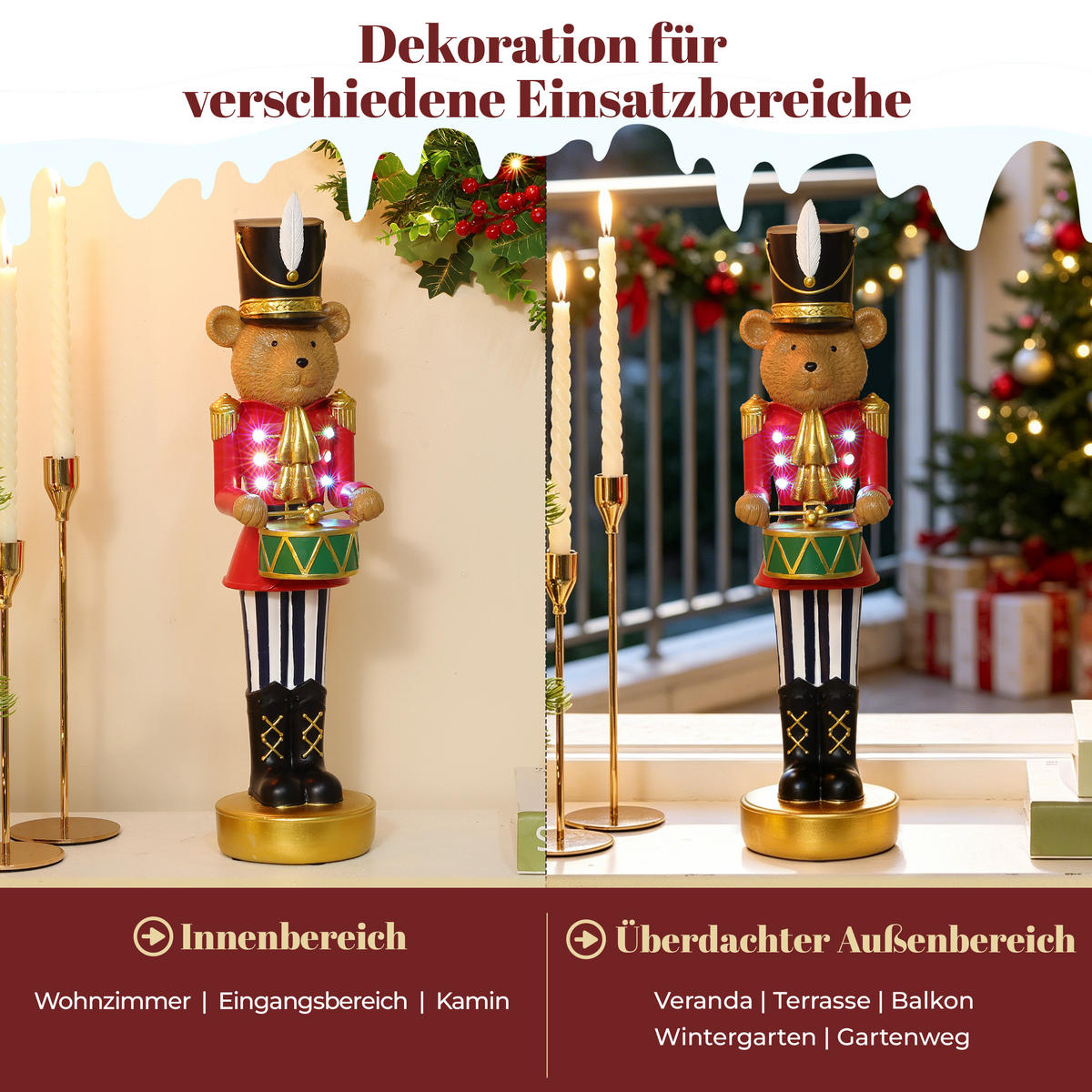 NUSSKNACKER Figur B11.5 x T13 x H42 cm - Rot, Naturmaterialien (13/42/11.5cm) - Hometopia
