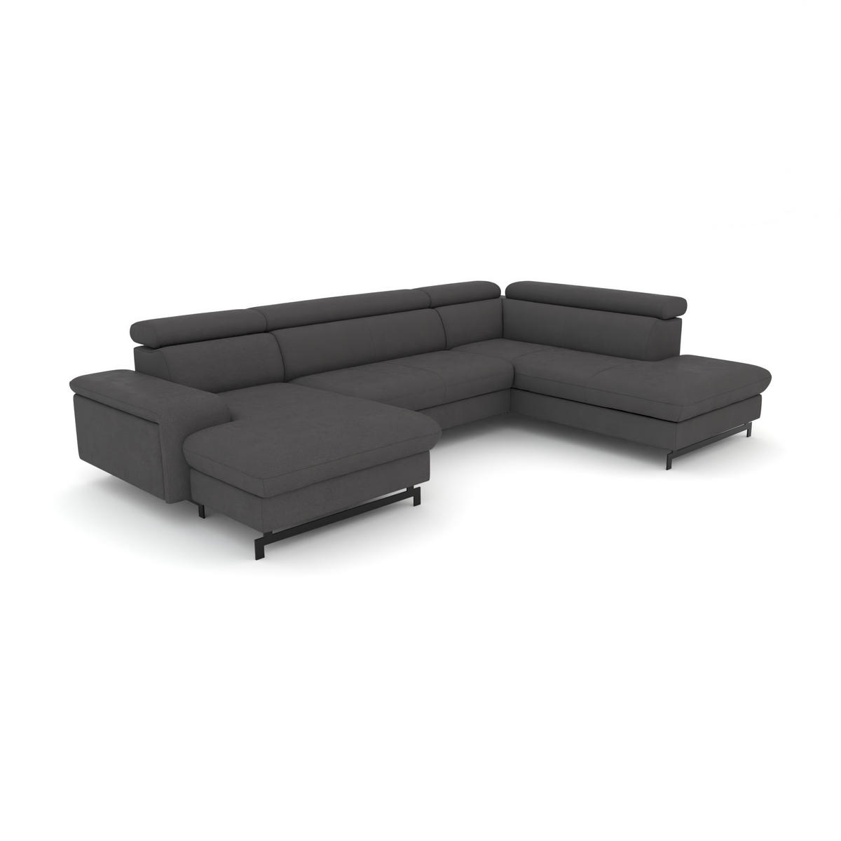 WOHNLANDSCHAFT Vaasa mit Schlaffunktion - Grau, Kunststoff/Textil (328/81/215cm) - foamnova