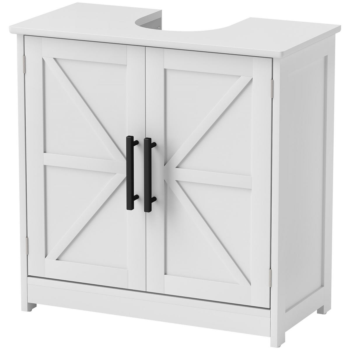 WASCHBECKENUNTERSCHRANK DE-15935 mit Scheunentüren Weiß - Weiß, Holzwerkstoff (60/60/30cm) - ComfortXL
