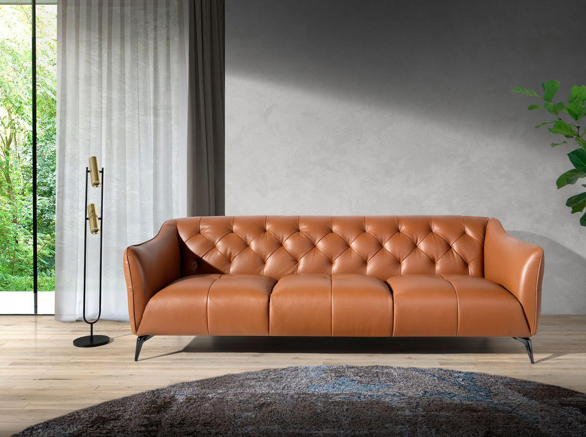 CHESTERFIELD-SOFA Chester 3-Sitzer Sofa aus braunem Leder 240/95/77 cm - Dunkelgrau/Braun, Leder (240/77/95cm) - ANGEL CERDA