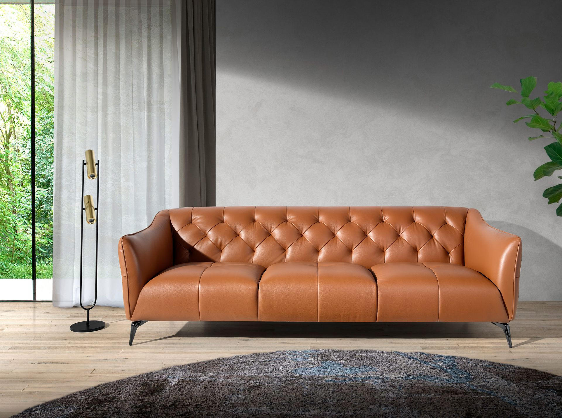 Thumbnail - Angel Cerda Chesterfield-Sofa, Braun, Dunkelgrau, Leder, 240x77x95 cm, Wohnzimmer, Sofas & Couches, Sofas, Chesterfield ...