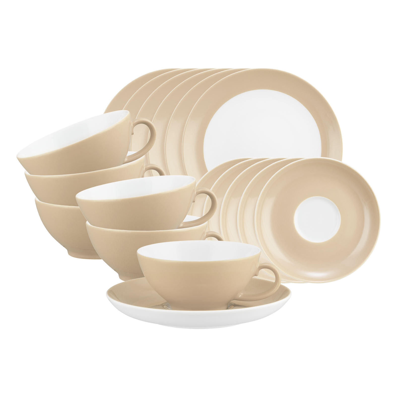 TEESERVICE Liberty Pure Colors Dusty Beige 18er Set - Beige, Keramik (1/1/1cm) - Seltmann Weiden