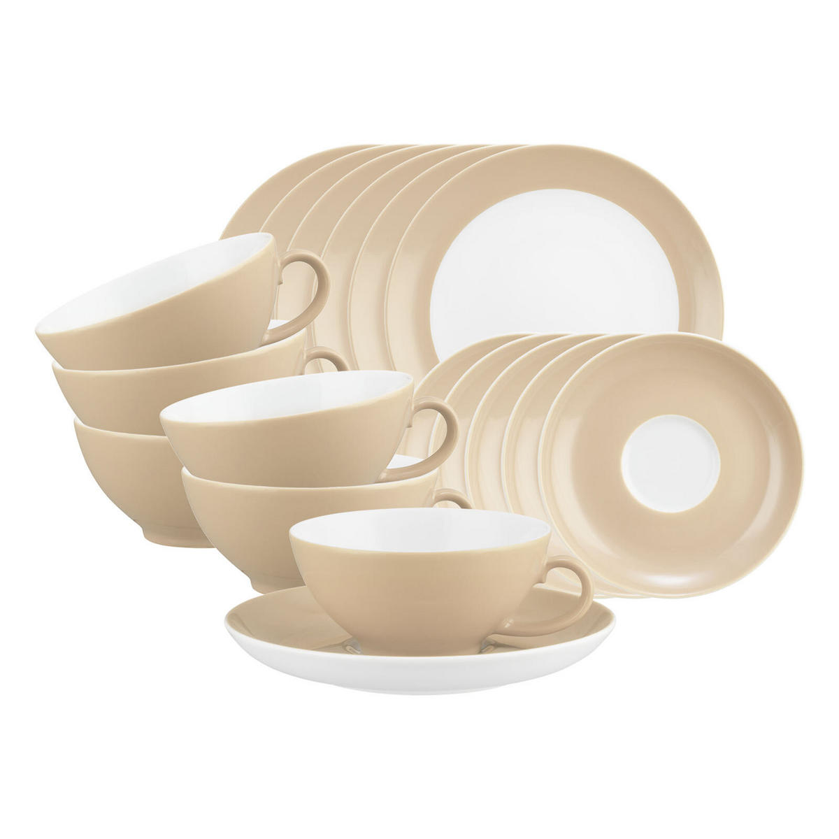 TEESERVICE Liberty Pure Colors Dusty Beige 18er Set - Beige, Keramik (1/1/1cm) - Seltmann Weiden