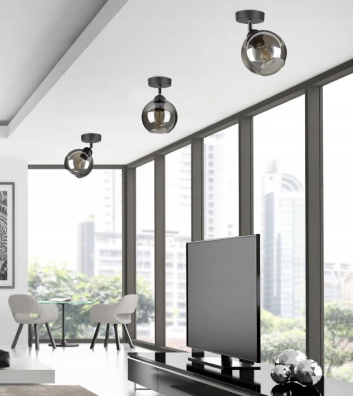 DECKENLEUCHTE HAGEN - Schwarz, Glas/Metall (15/15/21cm) - kiki design