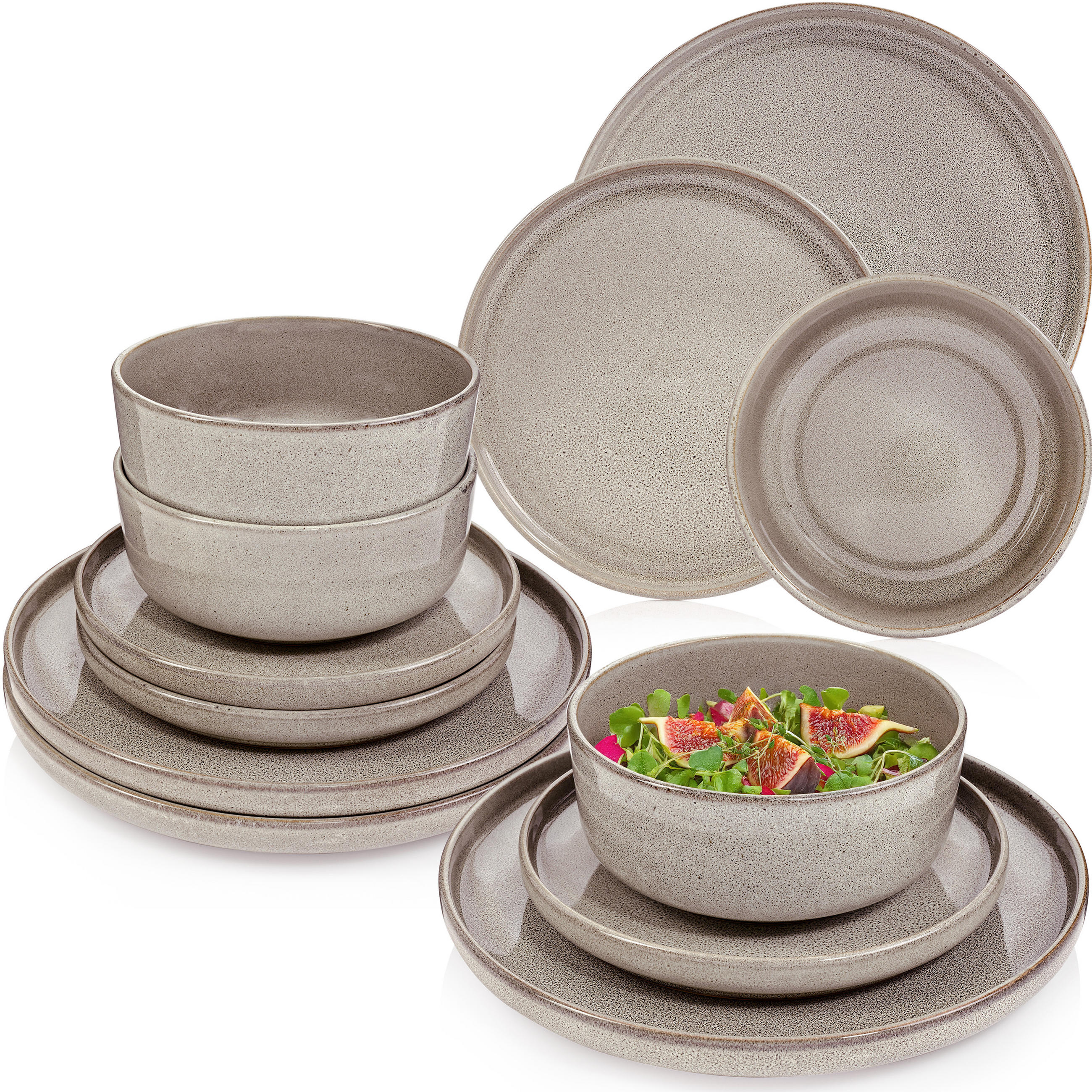 TAFELSERVICE KAIRO CLAY - 12 teilig aus Steingut - Grau, Keramik (40/40/40cm) - Sänger