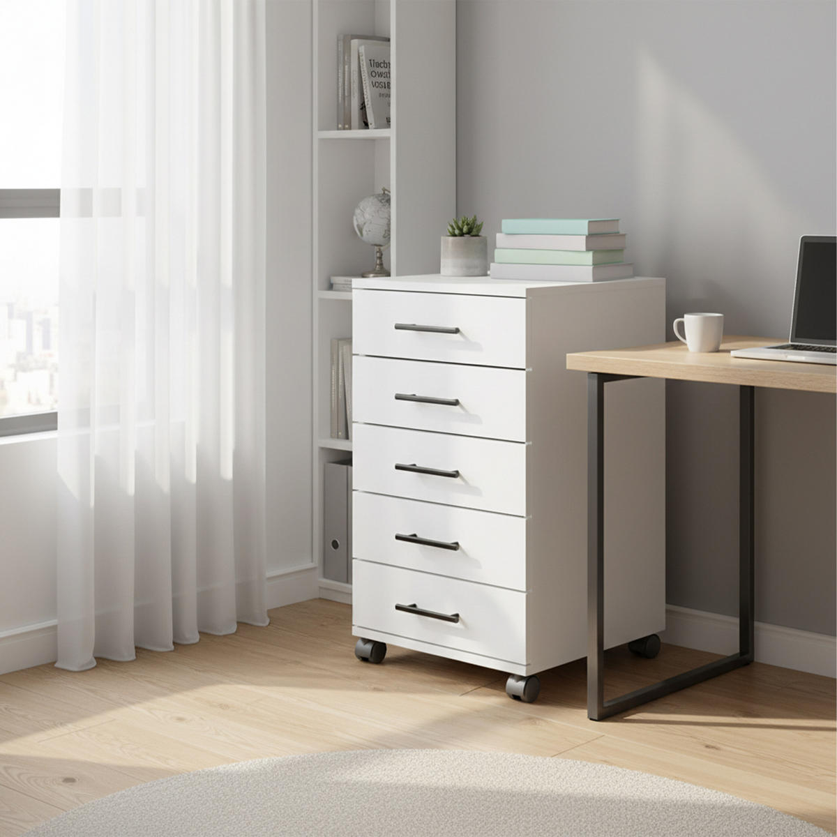 ROLLCONTAINER - Schwarz/Weiß, Holzwerkstoff/Kunststoff (40/69/40cm) - Relaxdays