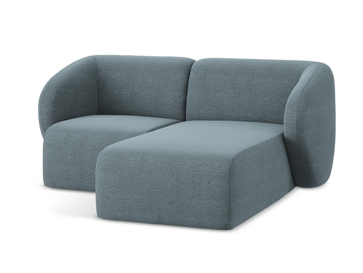 ECKSOFA Rechts Bouclé Stoff Blau - Blaugrau/Schwarz, Holzwerkstoff/Kunststoff (178/166cm) - Makamii
