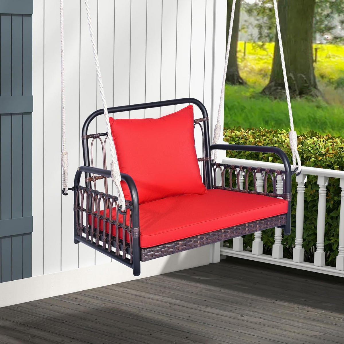 TERRASSENSCHAUKEL ‎Rot - Rot, Metall (80/57.5/65cm) - COSTWAY