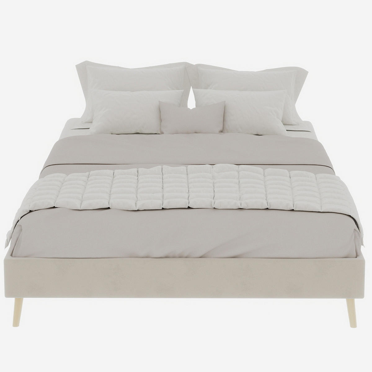 BETTGESTELL 140/200 cm beige aus Stoff und Metall in modernem Design - Beige, Textil (140/200cm) - OKWISH