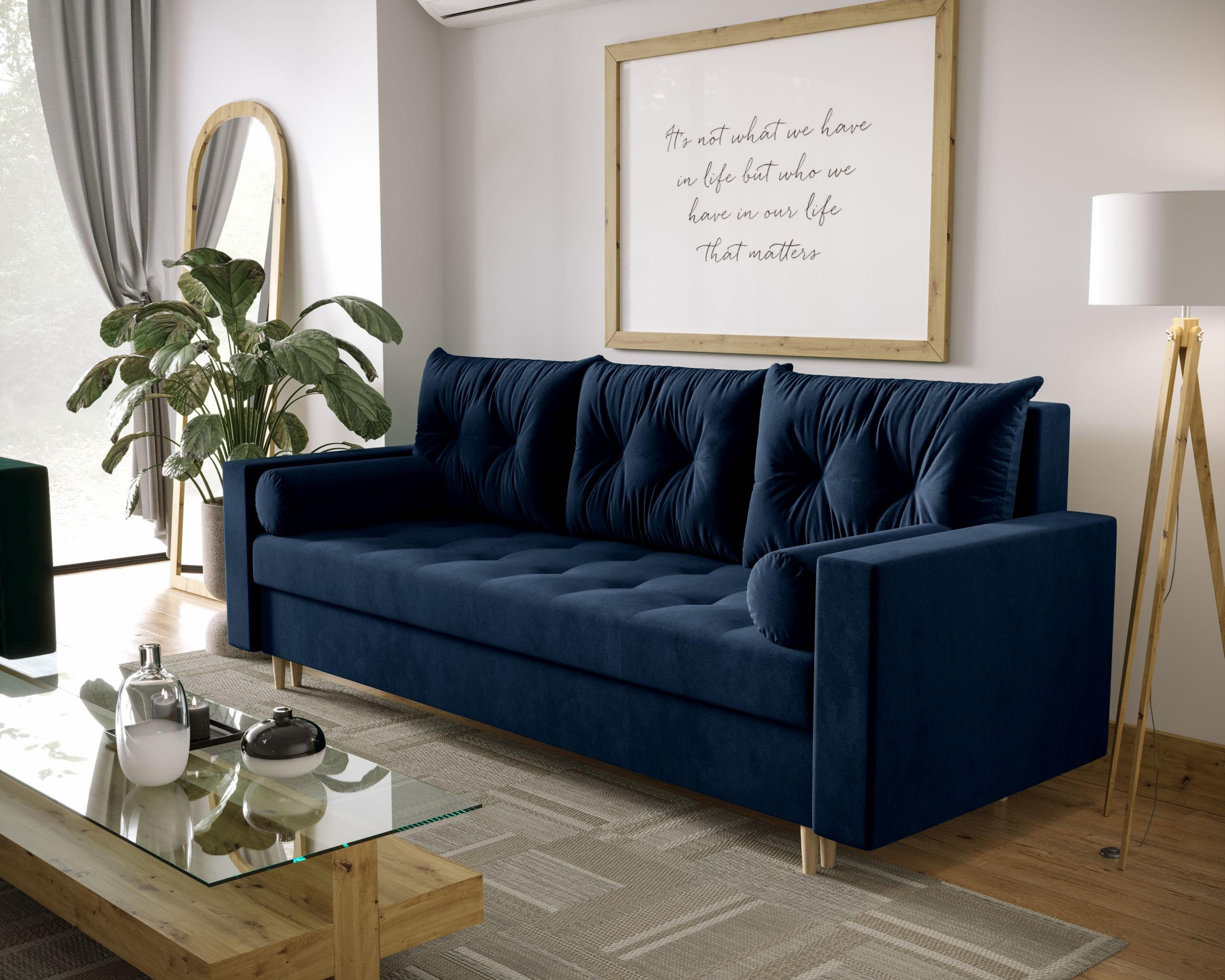SOFA SKANDI mit Schlaffunktion ITAKA 11 mit Stauraum - Dunkelblau, Textil (90/88/232cm) - Bedante