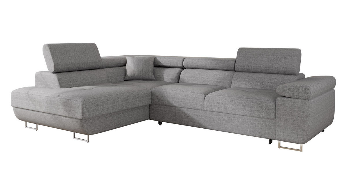 ECKSOFA Torezio, Seite: Links - Hellgrau, Holz/Textil (274/203cm) - MIRJAN24