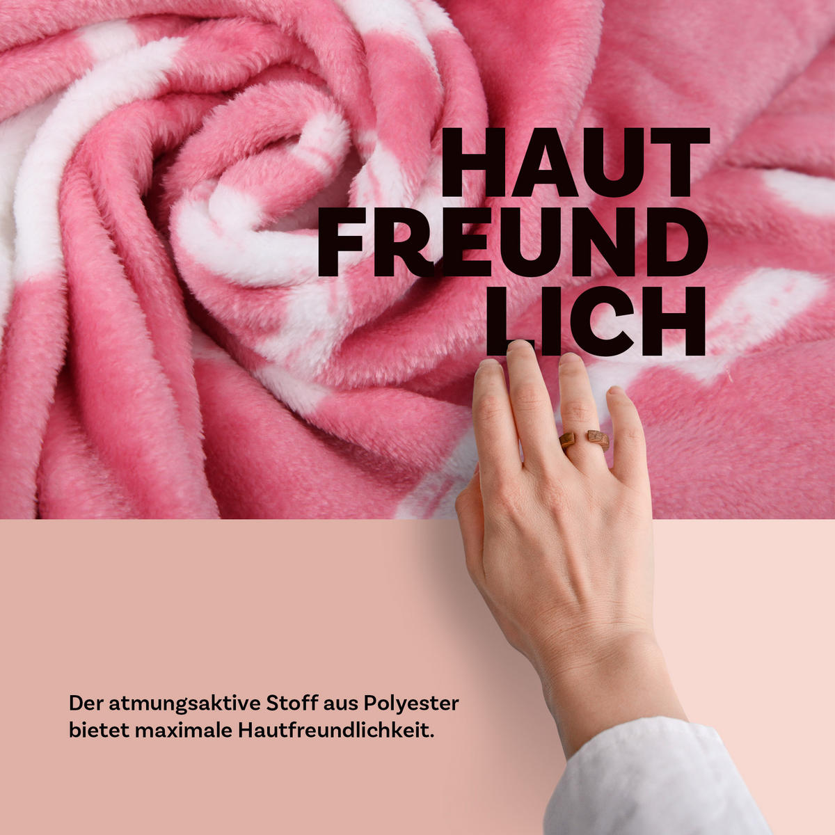 KUSCHELDECKE mit Spruch - 130x160cm Rosa - Rosa, Textil (130/160cm)