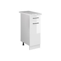 UNTERSCHRANK R-Line Weiß Hochglanz 30 cm mit Schublade mit Arbeitsplatte - Weiß Hochglanz/Weiß, Holzwerkstoff (30/81.6/60cm) - Vicco