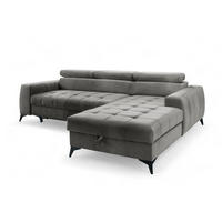 ECKSOFA L Form Arkucio Mini Grau 260/200/95 cm Rechts mit Schlaffunktion - Schwarz/Grau, Textil/Metall (260/200cm) - AX Living
