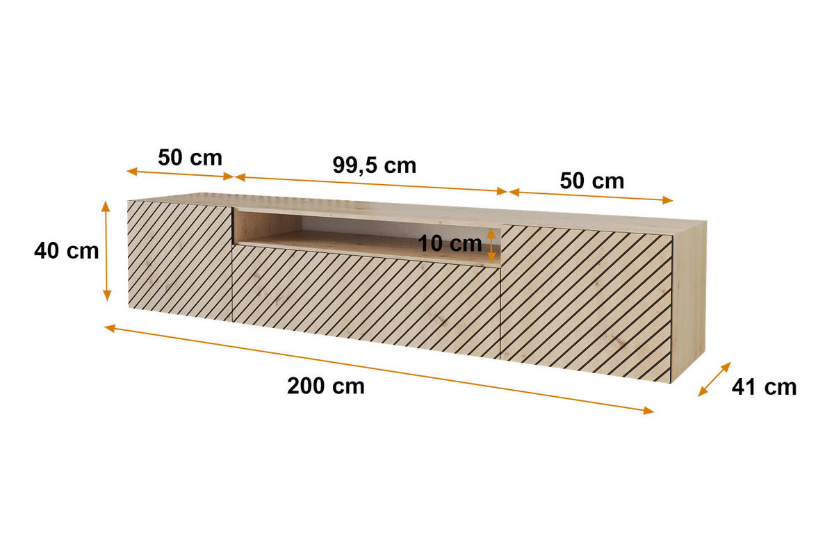 LOWBOARD SENI-W 200x40x41 cm - Artisan - Eiche Artisan, Holzwerkstoff (200/40/41cm) - ALTDECOR