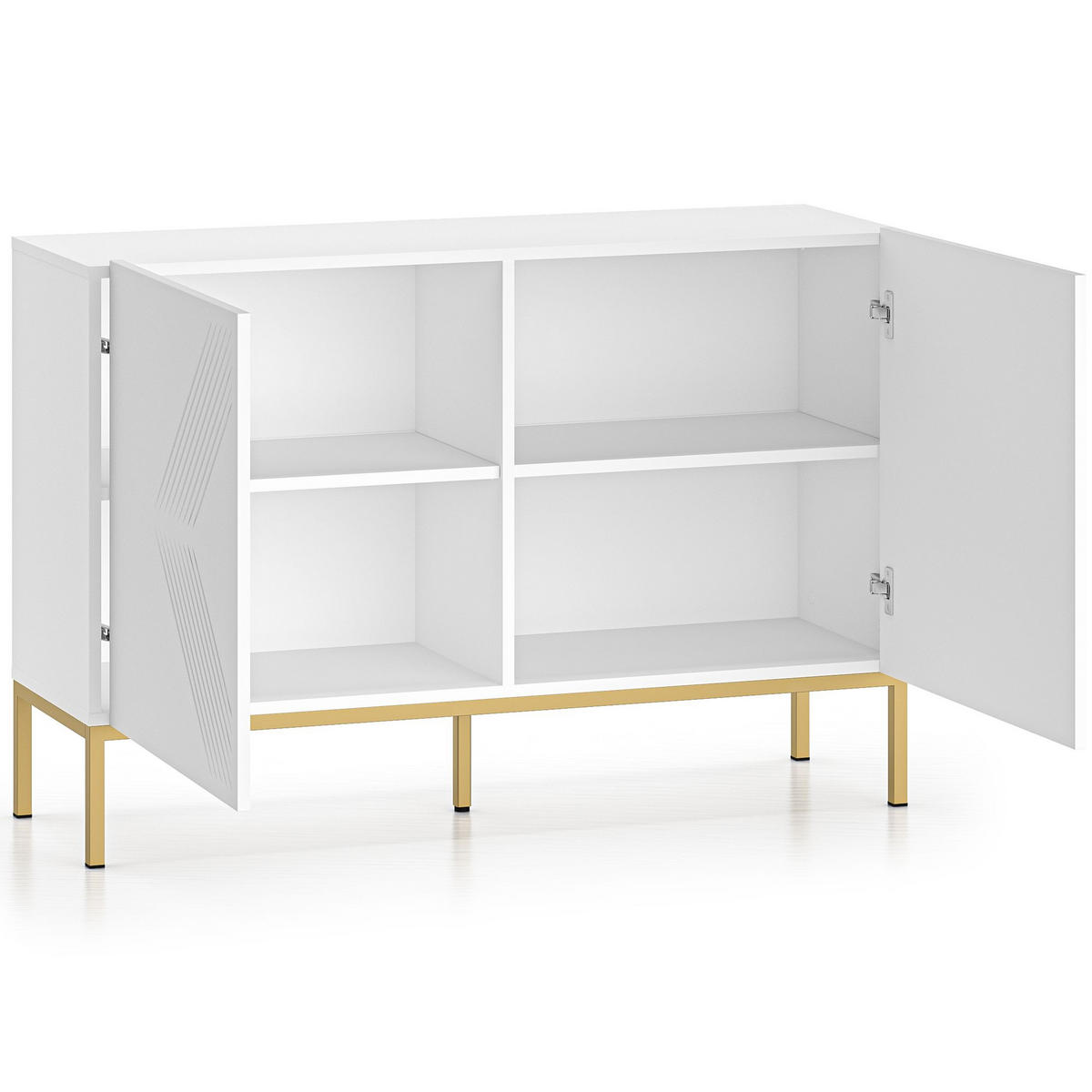 KOMMODE NEBRO,Weiß/Goldfarben - Goldfarben/Weiß, Holzwerkstoff (114/77/37cm) - KONSIMO®