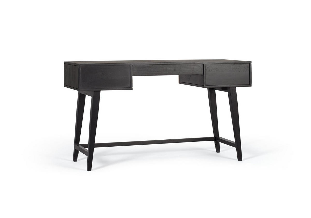 SCHREIBTISCH aus Palisanderholz mit braunen Metallbeinen - Schwarz, Holz (132/50/76cm) - Giner y Colomer