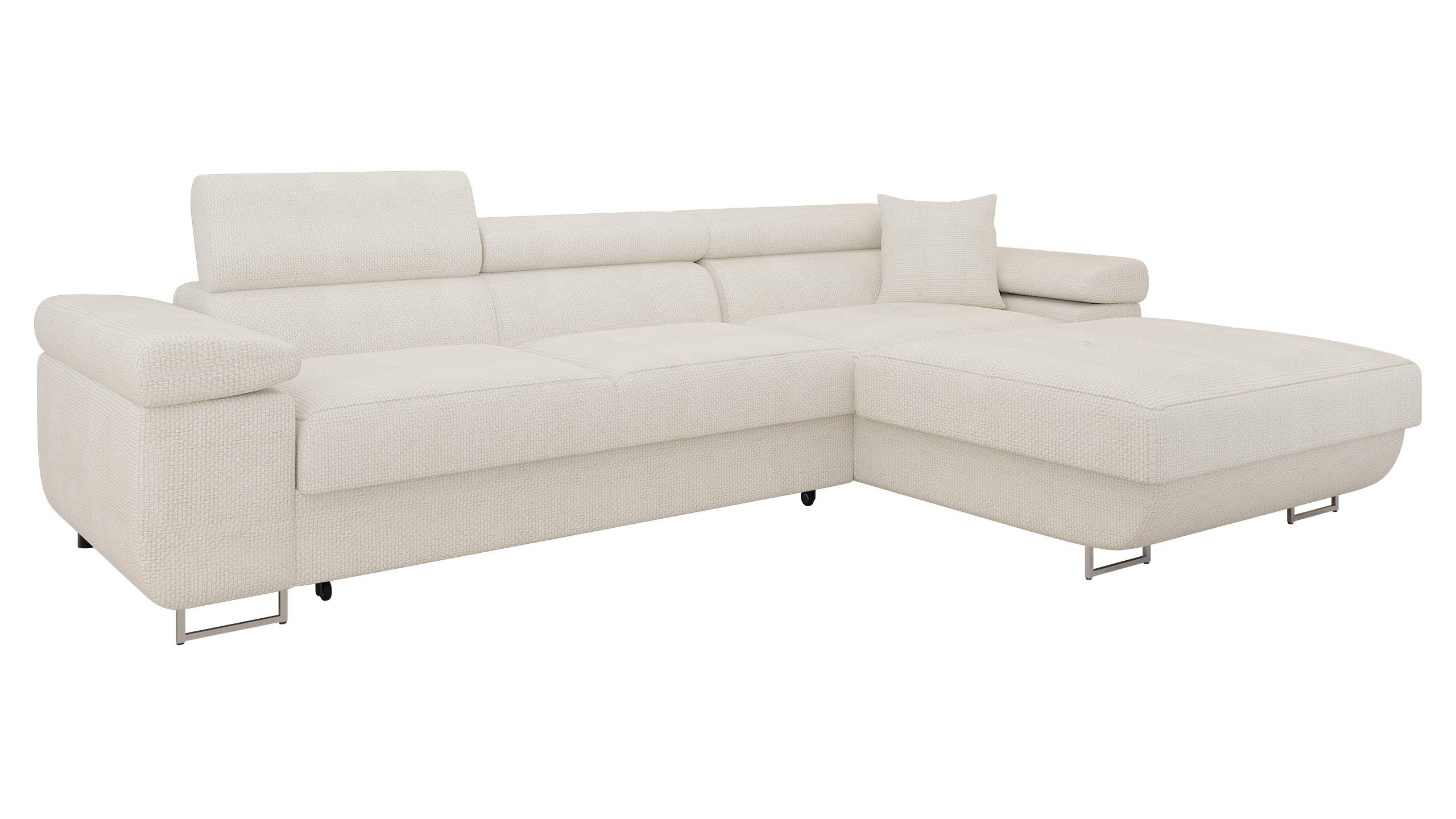 ECKSOFA Torezio Mini, Seite: Rechts - Ecru, Holz/Textil (280/170cm) - MIRJAN24
