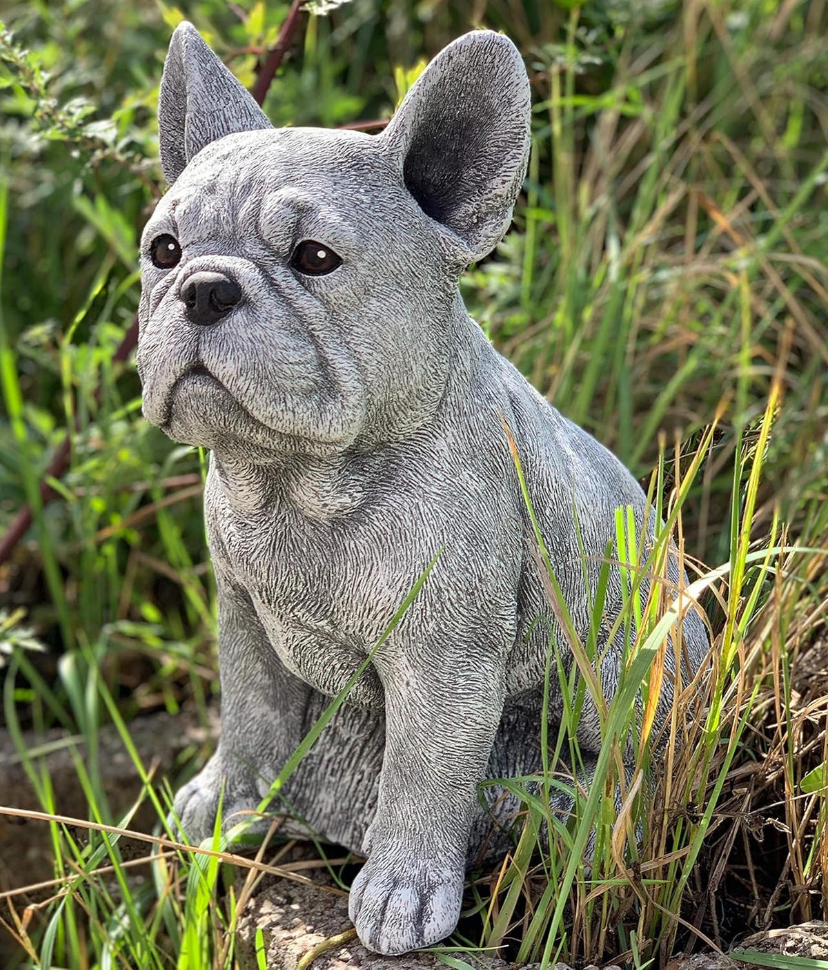 STEINFIGUR Frenchie Französische Bulldogge frostfest wetterfest - Grau, Stein (20/29/22cm) - stoneandstyle