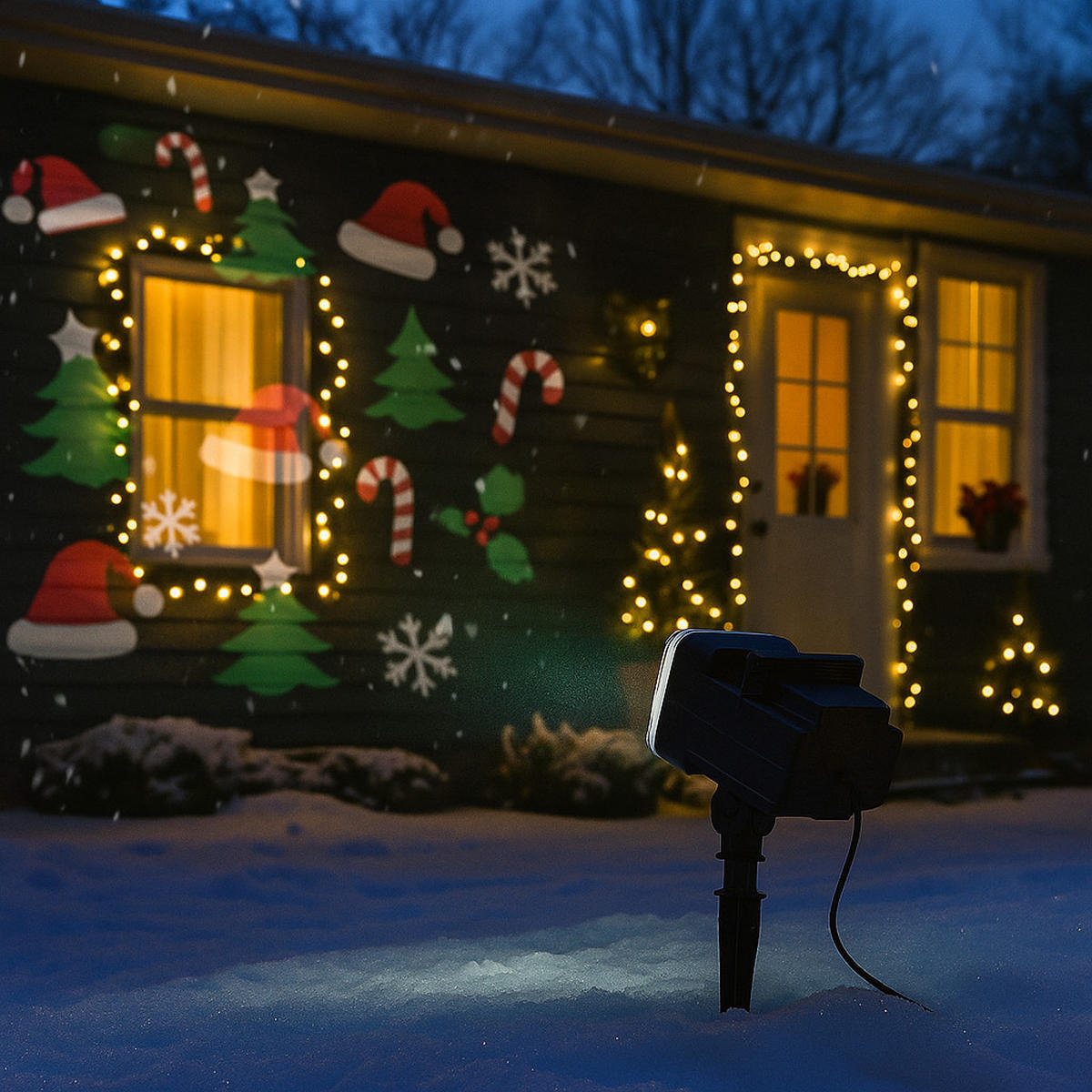 WEIHNACHTSPROJEKTOR Außenbereich - Schwarz, Kunststoff (7.5/33.5/12cm) - Fééric Lights and Christmas