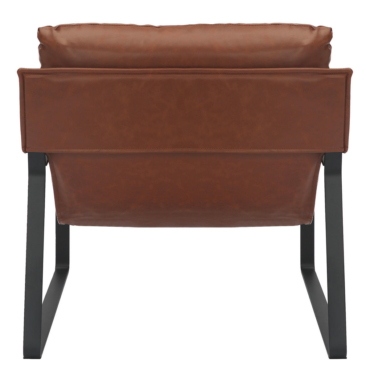 LOUNGESESSEL - Schwarz/Braun, Leder/Kunststoff (76/76/81cm) - home24