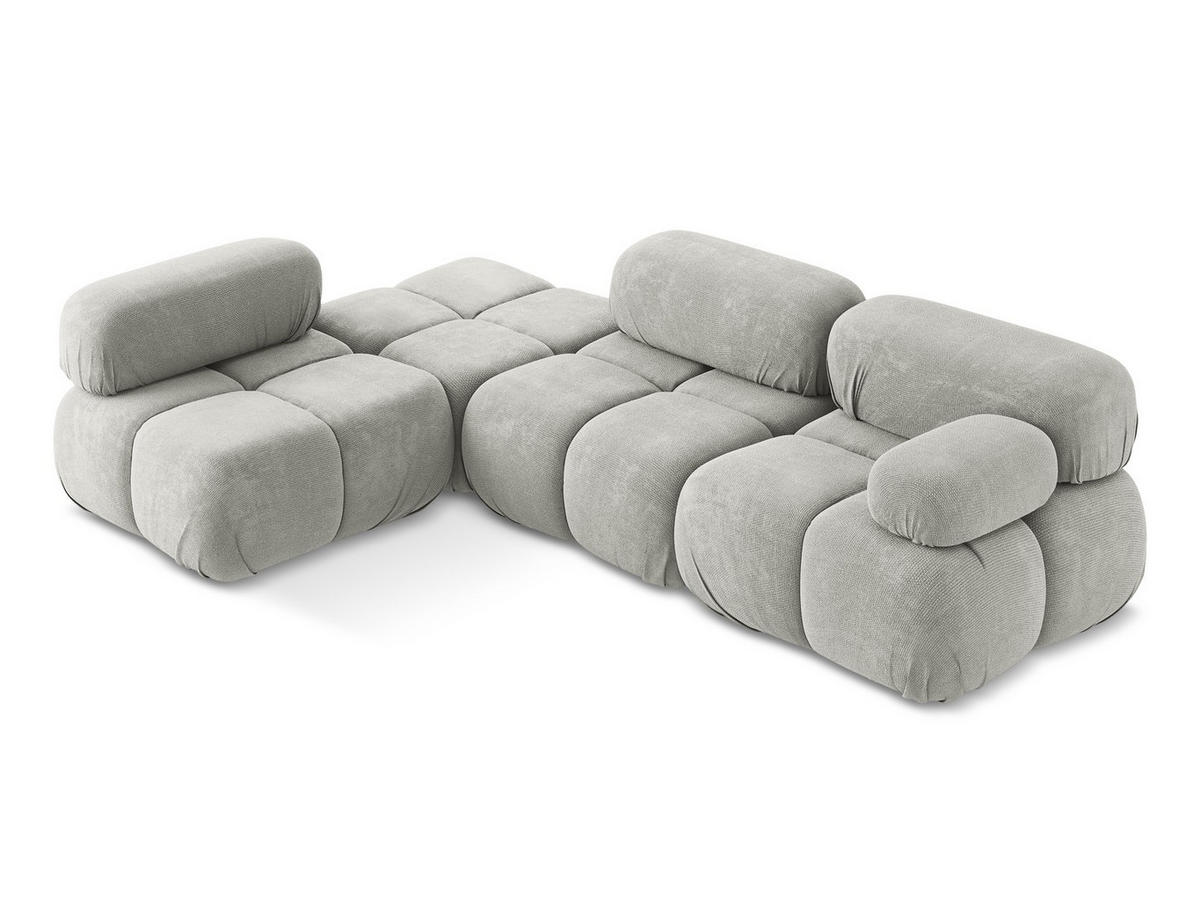 ECKSOFA Links Chenille Stoff Grau - Hellgrau/Schwarz, Kunststoff/Textil (190/285cm) - Makamii