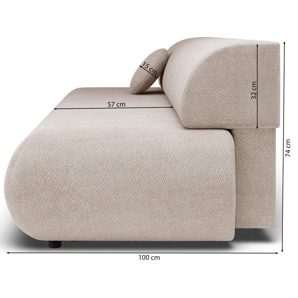 3-SITZER SCHLAFSOFA Graphit Chenille - Schwarz, Kunststoff/Textil (214/74/100cm) - Selsey