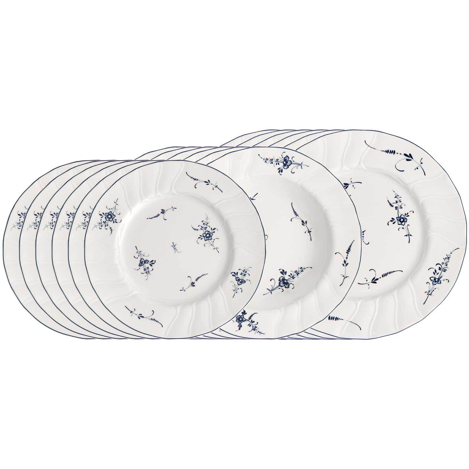 TELLER-SET Vieux Luxembourg weiß-blau 18er Set - Blau/Weiß, Keramik (2/2/2cm) - Villeroy & Boch