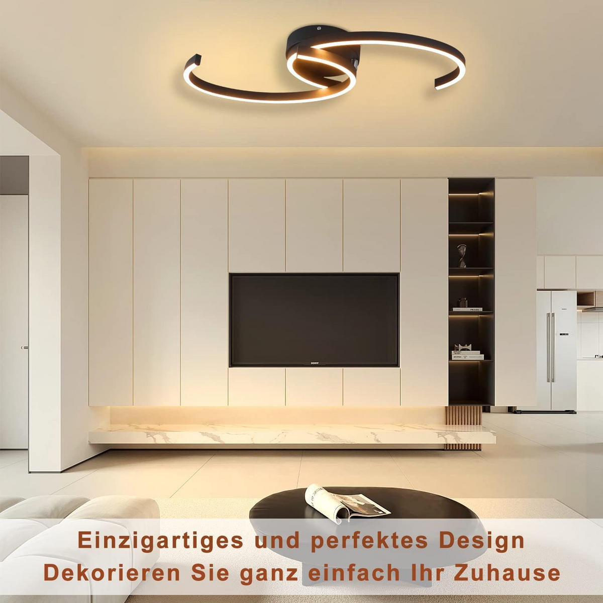 LED-DECKENLEUCHTE Oliver 60/16/9 cm - Schwarz, Metall (60/16/8cm) - ZMH