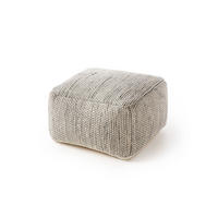 RUČNÝ vlnený puf Rocco Béžová/Čierna 55x55x30 cm - béžová, textil (55/30/55cm) - KUNSTLOFT