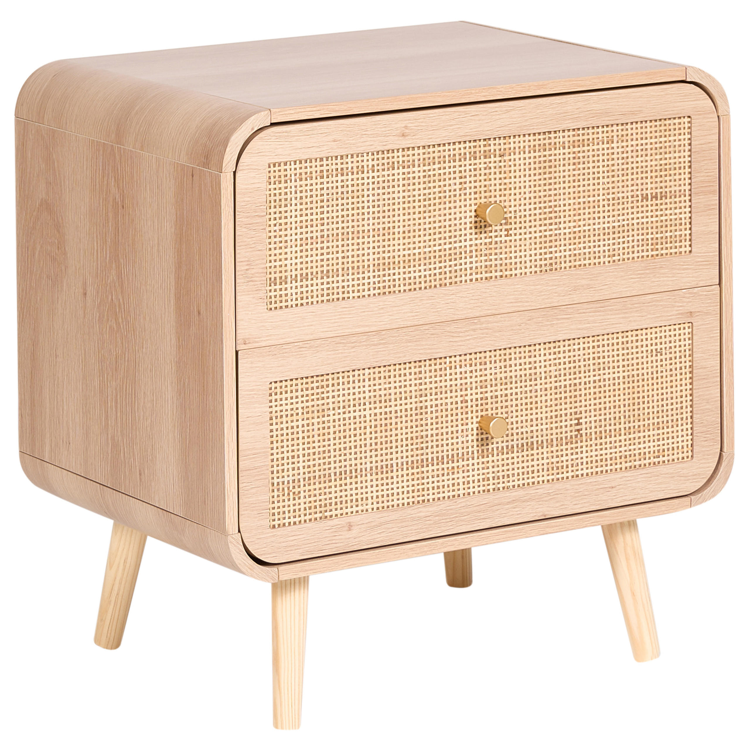 NACHTTISCH mit 2 Schubladen Hellbraun Scone - Hellbraun, Holzwerkstoff (55/56/38cm) - Beliani
