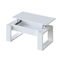 DESIGN Couchtisch mit hochklappbarer Tischplatte L102 cm - Ciara - Weiß, Holzwerkstoff (102/50/43cm) - Calicosy