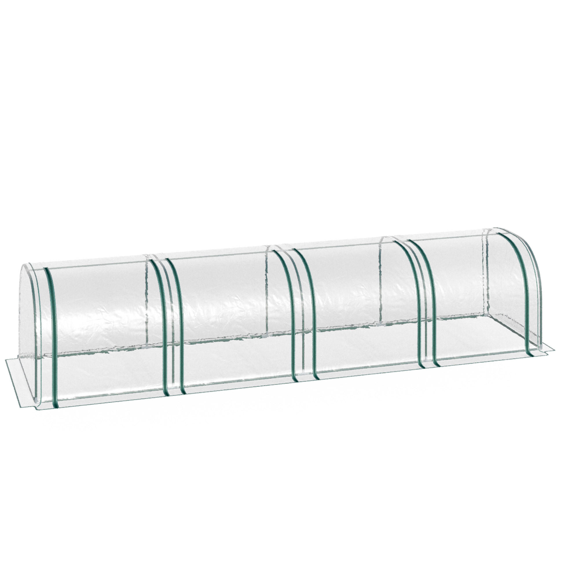 GEWÄCHSHAUS 395/100/80 cm Transparent aus PVC mit 4 Reißverschlussfenstern - Transparent, Kunststoff (100/80/395cm) - OKMYHOME