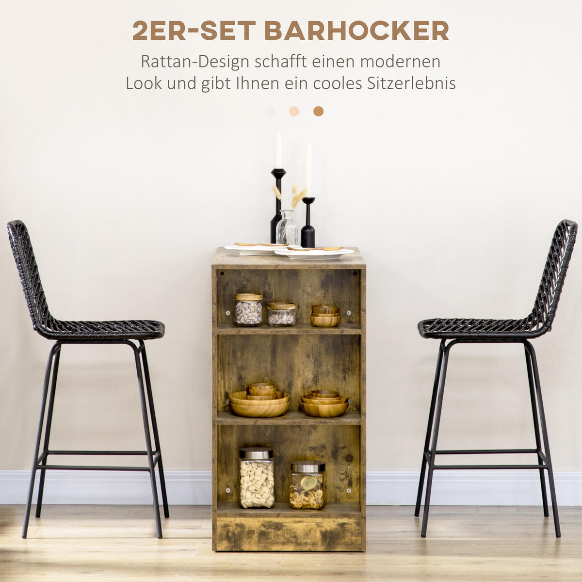 BARHOCKER 2er-Set - Schwarz, Kunststoff (52/102/42.5cm) - HOMCOM