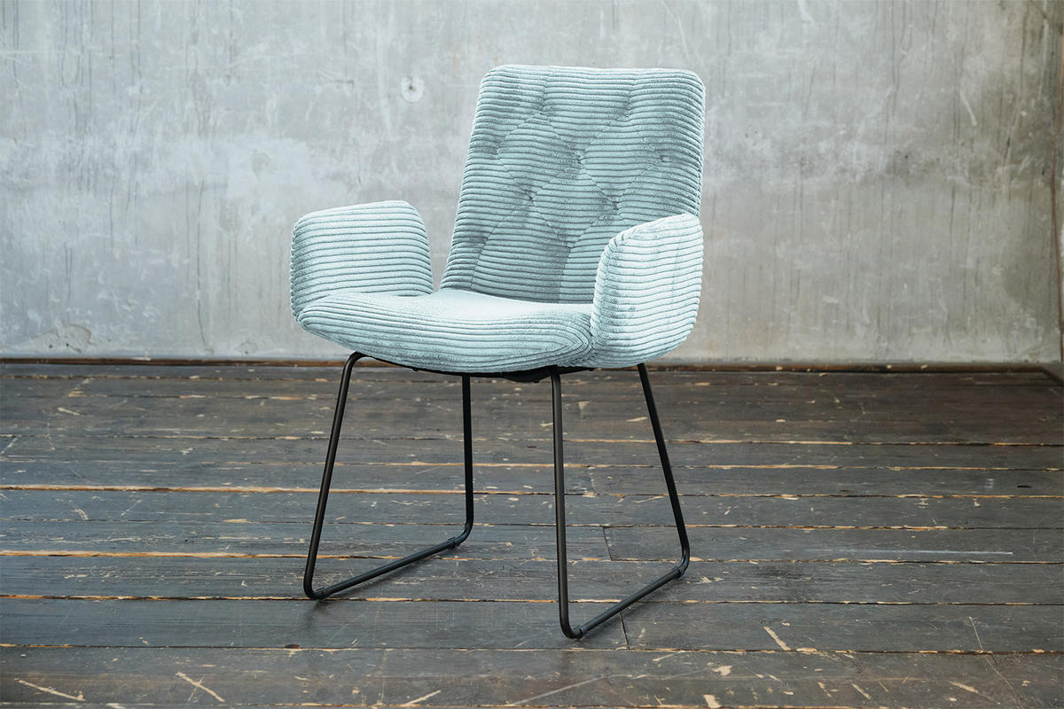 STUHL NEW CHARME Hellblau Cord - Hellblau, Textil (59/87/66cm) - KAWOLA