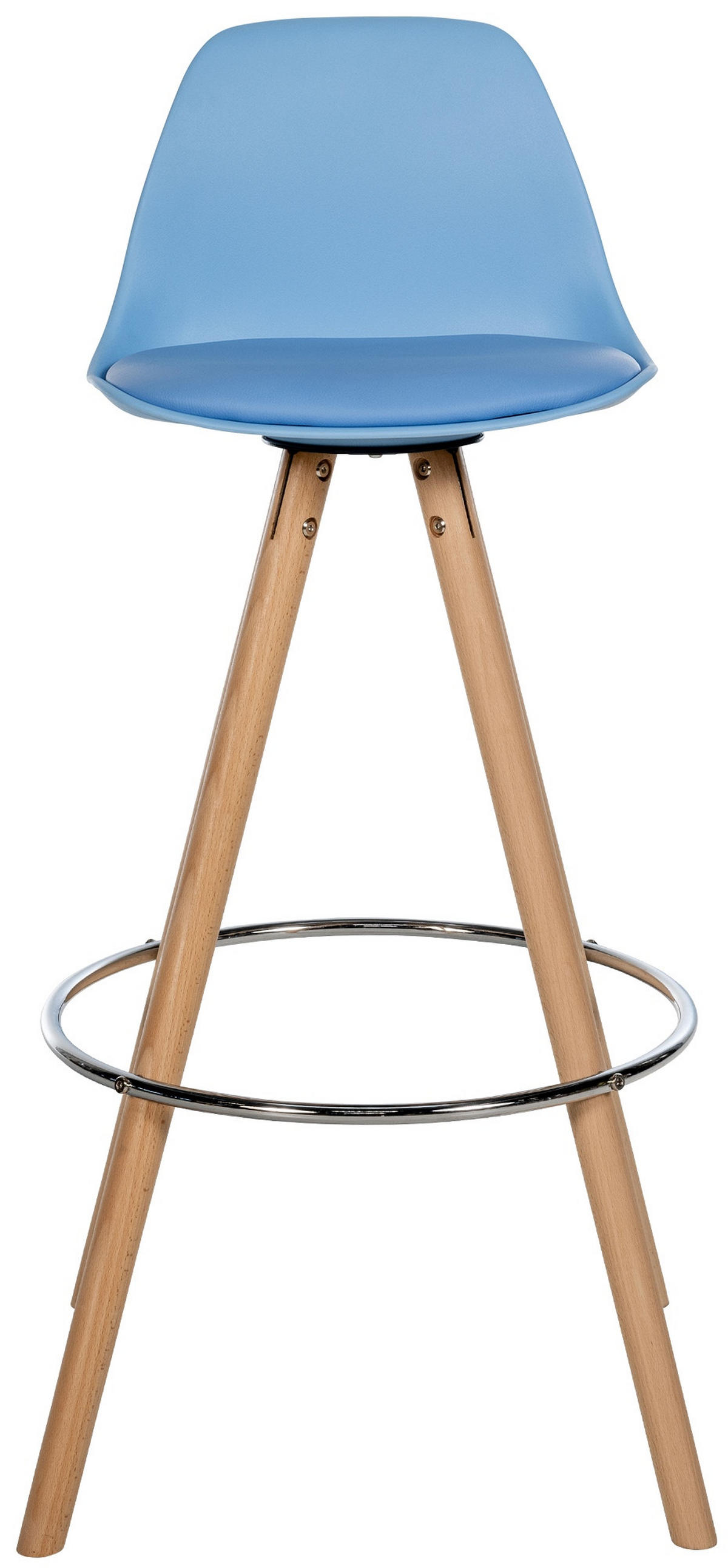 BARHOCKER PALMA Blau Kunstleder Braun - Blau, Leder/Holz (38/99/44cm) - DELUKE