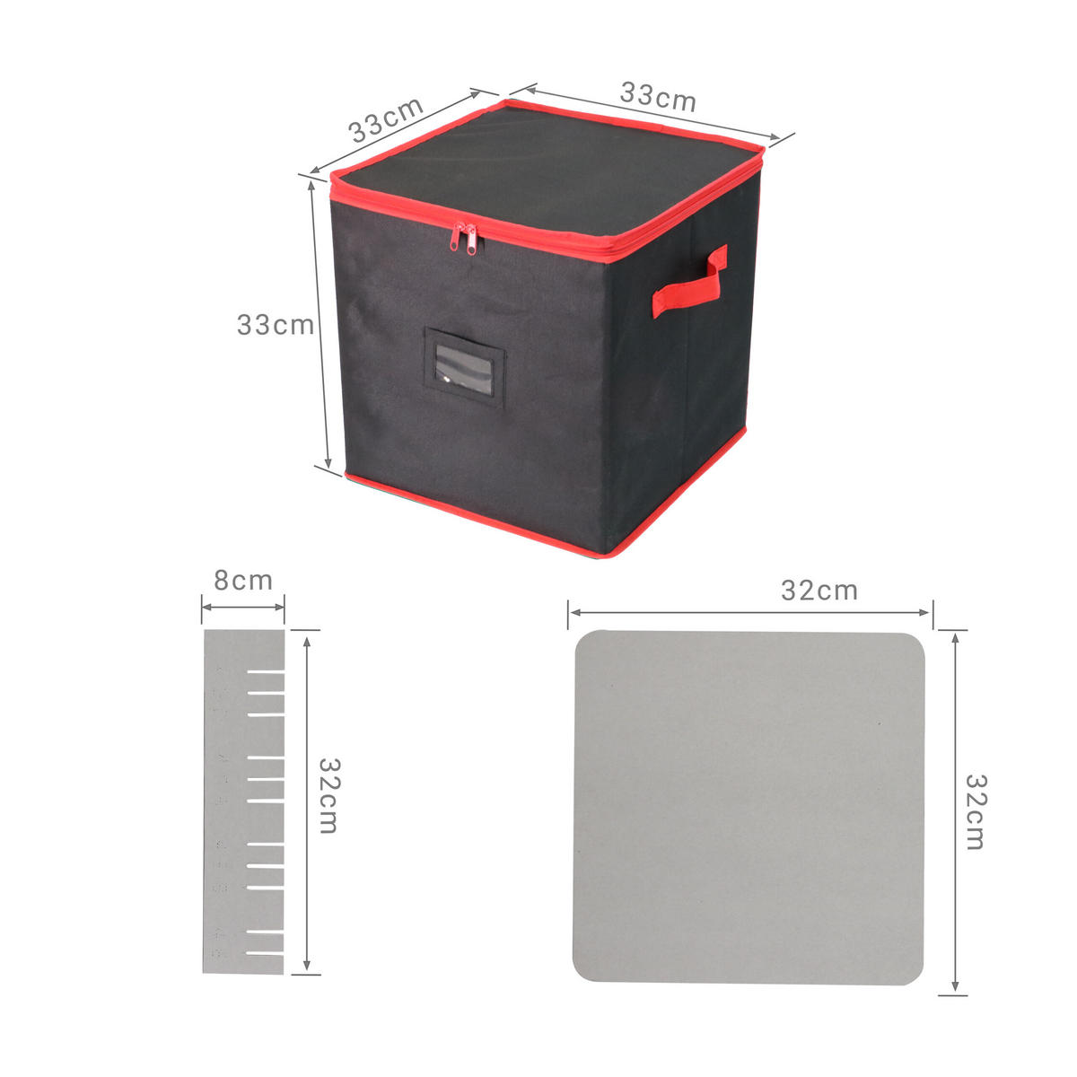 WEIHNACHTSKUGEL-AUFBEWAHRUNGSBOX - Schwarz, Wellpappe/Kunststoff (33/33/33cm) - Relaxdays